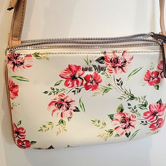 Nine West Floral Crossbody Bag - Cream and Pink - Picture 1 of 8